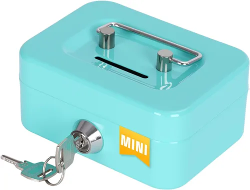 Vista 9 de Caja de dinero con cerradura y bandeja de dinero, caja de dinero de metal, caja grande para dinero 9.84 x 7.87 x 3.54 pulgadas, color negro