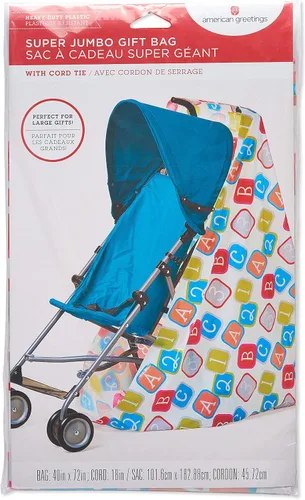 Vista 2 de American Greetings Bolsa de regalo de plástico jumbo para baby shower, bloques de bebé (1 bolsa, 6 pies x 3.33 pies)