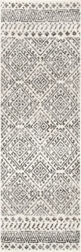 Vista 3 de Nuloom Camila - Alfombra de pasillo duradera para dormitorio, sala de estar, comedor, estudio, vestíbulo, entrada, 2 x 6 pies, color blanco