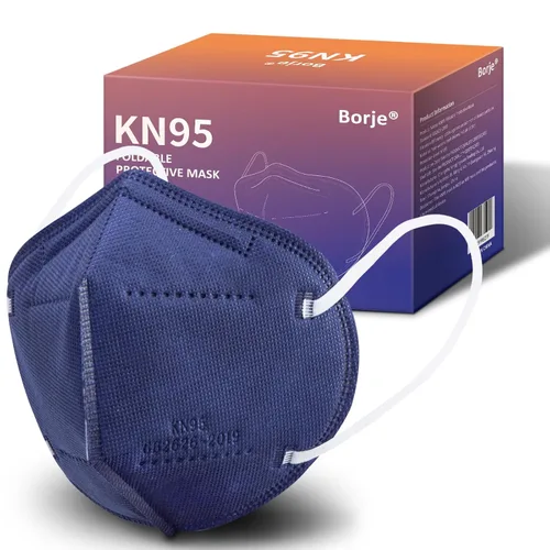 Vista 11 de Borje Mascarillas KN95, 50 unidades, envueltas individualmente, protección de 5 capas, mascarillas KN95 negras, mascarillas desechables para adultos