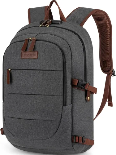 Vista 17 de Tzowla, mochila de viaje de negocios para computadora portátil de 15,6 a 17,3 pulgadas para mujeres, hombres y para regalar, A-Negro