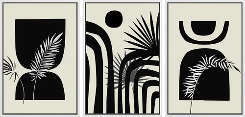 Vista 24 de SIGNLEADER Lienzo enmarcado para pared, juego de arte abstracto geométrico verde esmeralda, arte moderno geométrico zen de mediados de siglo
