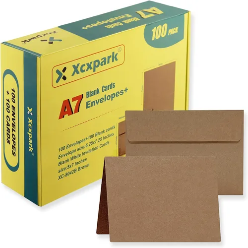 Vista 21 de Xxcxpark 100 unidades de sobres de invitación imprimibles A6 4.75x6.5 pulgadas, sobres autoadhesivos de 120GSM de papel kraft marrón