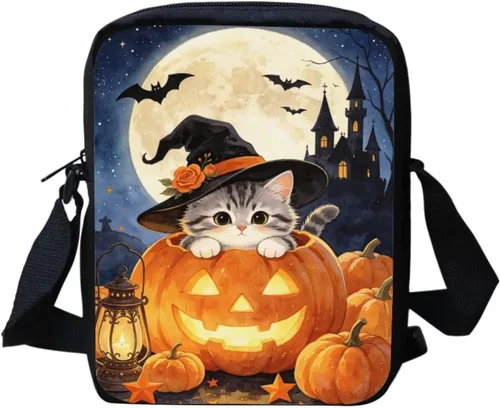 Vista 37 de Halloween Cat Small Messenger Bag Crossbody Shoulder Bag for Women Black Cat Pumpkin