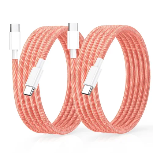 Vista 9 de Paquete de 2 cables de carga USB C a USB C de 6 pies para iPhone 15, cable USB C de 60 W, cable de carga rápida USBC tipo C compatible