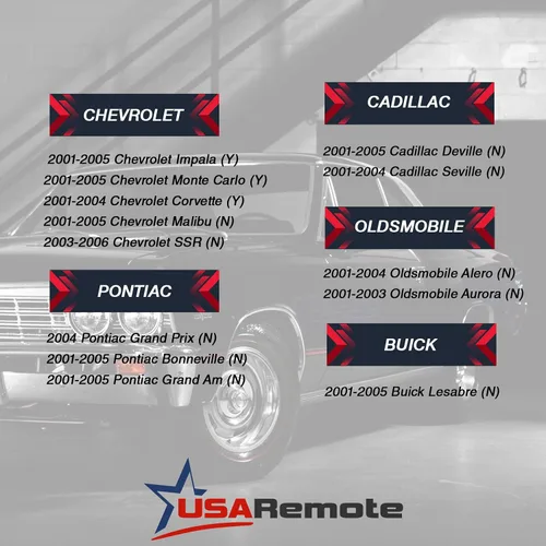 Vista 4 de Llavero de coche con control remoto de entrada sin llave compatible con Chevy Corvette Malibu SSR/Pontiac Bonneville Grand Am/Buick Lesabre/Cadillac
