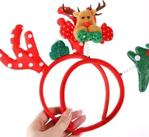 Vista 7 de GALEPICK Juego de diadema de Navidad para fiesta feliz un paquete de 12 decoraciones navideñas más populares para fiestas de Navidad, incluyendo