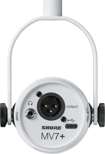 Vista 8 de Shure Micrófono dinámico MV7+ para podcast, certificado OBS, audio mejorado, panel LED, salidas USB-C y XLR, modo de nivel automático, filtro