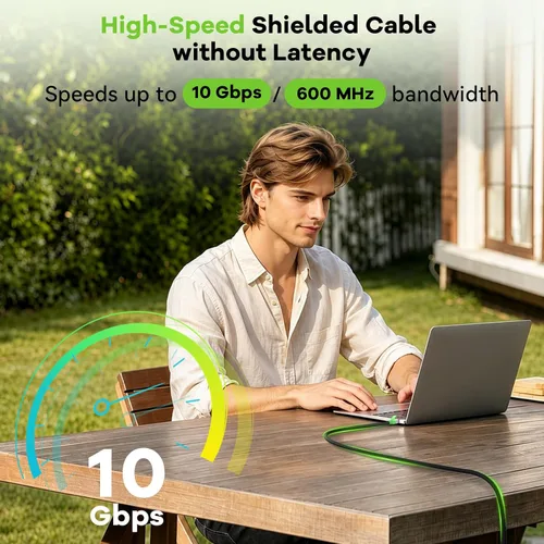 Vista 5 de Cable Ethernet Cat 7 para exteriores de 50 pies compatible con POE, cable de Internet de cobre puro blindado 24AWG 600MHz, cable LAN impermeable
