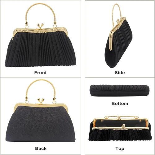 Vista 6 de Bolso de mano para mujer, bolso de noche brillante para fiesta, baile, boda, formal