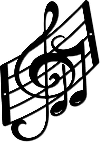 Vista 9 de CREATCABIN Notas musicales de metal para decoración de pared, letreros de pared negros para colgar en hierro, escultura de adorno de metal