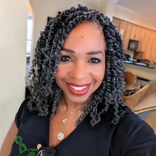 Vista 18 de TOYOTRESS Tiana Passion Twist Hair – 6 pulgadas, 2 piezas de trenzas de ganchillo pretrenzadas color negro natural, extensiones de cabello sintético