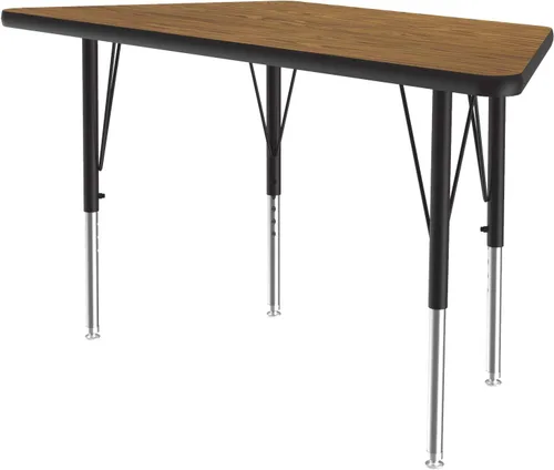 Vista 15 de Correll - Mesa de actividades con forma trapezoidal de 24 x 48 pulgadas, altura ajustable, laminado duradero de alta presión de granito gris Gris