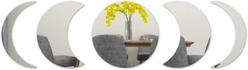Vista 8 de 5 calcomanías de pared de espejo de fase lunar, acrílico, autoadhesivas, espejo de luna escandinavo, decoración de pared, decoración bohemia