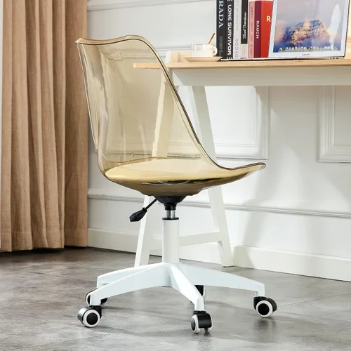 Vista 3 de Silla de escritorio transparente, Silla de oficina en casa de plástico, Silla giratoria de plástico para oficina, hogar, maquillaje, espacio