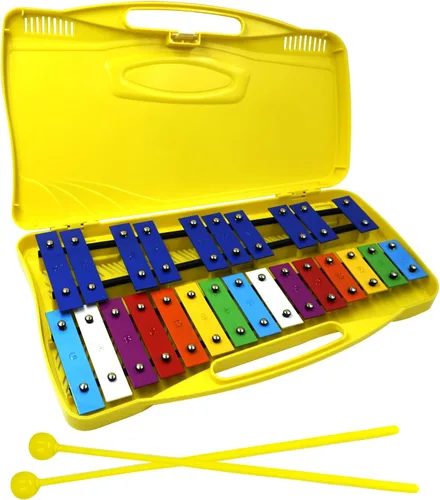 Vista 8 de Soulmate Xilófono Glockenspiel de 25 notas para niños, juguete musical colorido con teclas de metal, instrumento xilófono profesional con estuche