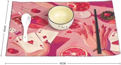 Vista 2 de Poker Night Placemats Set of 6 Resistant Table Mats Washable Place Mats for Dinner Party Table Decoration
