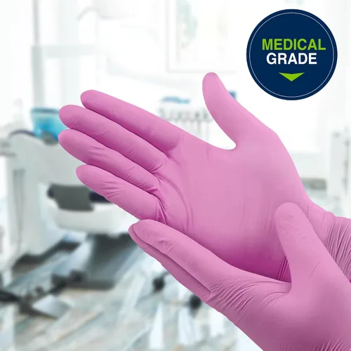 Vista 4 de HALYARD PINK UNDERGUARD Nitrile Exam Gloves, Powder-Free, 4.7 mil, Extended 12" Cuff, Pink