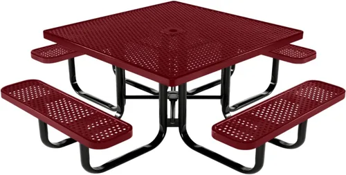 Vista 10 de COATEDOUTDOORFURNITURE Mesa de picnic cuadrada de 46 pulgadas, expandida, color negro