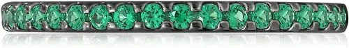 Vista 7 de Tienda Collection Plated Sterling Silver Round-Cut All-Around Band Ring made with Infinite Elements Zirconia