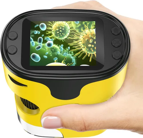Vista 9 de Microscopio portátil 1000X para niños, pantalla 4K de 2.0 pulgadas, mini microscopios digitales de bolsillo recargable, kit de diapositivas