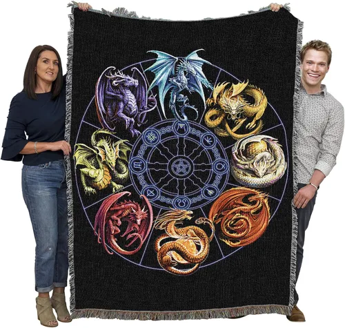 Vista 11 de Pure Country Weavers Anne Stokes - Manta de belleza de dragón de la colección Age of Dragons – Manta de fantasía para regalo tejida de algodón