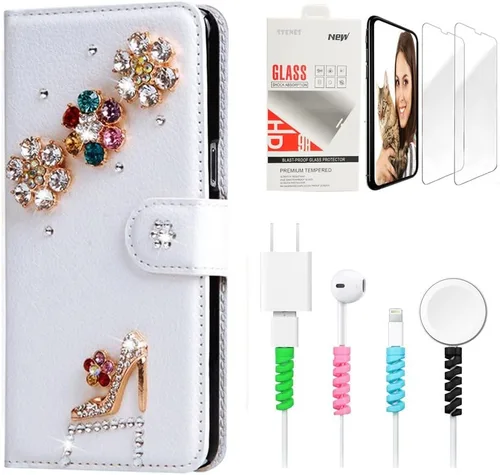 Vista 7 de Bling SSBLDwSPCPSeries-15 - Funda de piel con tapa y protector de pantalla y cable