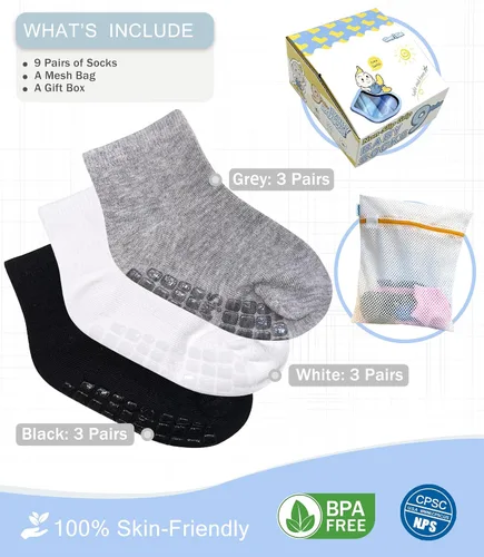 Vista 6 de Simply Kids Calcetines para bebé con puños (9 pares) para niños de 6 meses a 7 años
