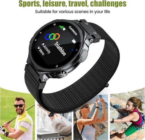 Vista 5 de NotoCity Para Forerunner 735XT Banda Nylon Forerunner 235 Smartwatch Band Forerunner 630/620/220/230 Correa Approach S6 Watchband (negro)
