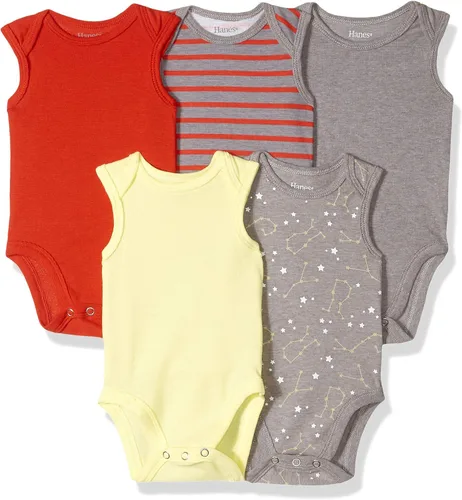 Vista 5 de Hanes Body unisex para bebé, Ultimate Flexy sin mangas para niños y niñas, paquete de 5