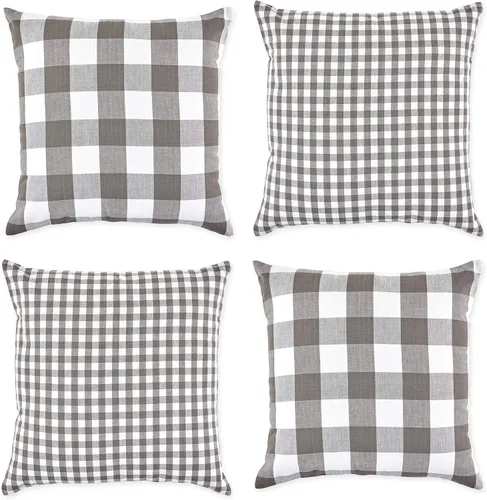 Vista 17 de DII Colección de fundas de almohada cuadradas decorativas de algodón, lavables a máquina, cremallera oculta, 18 x 18 pulgadas, surtido negro, 4