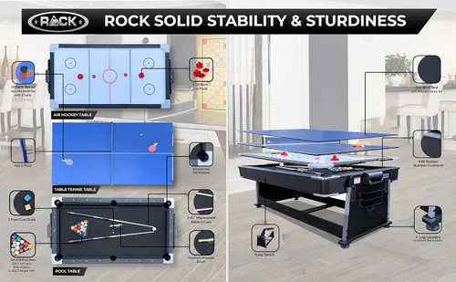 Vista 7 de RACK Triad - Mesa giratoria 3 en 1 de 7 pies para billar y pool