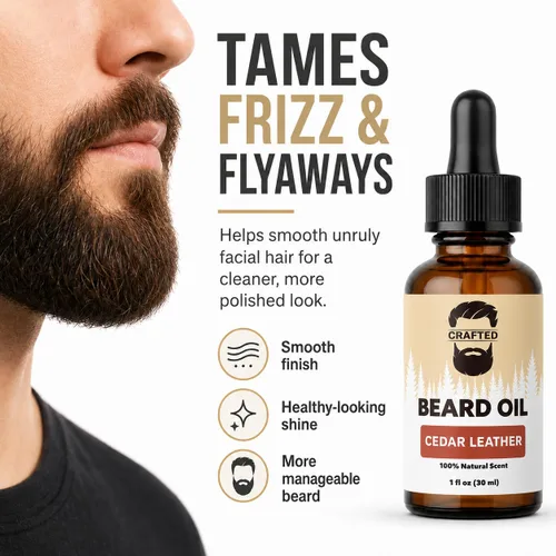 Vista 3 de Aceite para barba de Crafted Beards – Acondicionador de aceite para barba – Deja tu barba sintiéndose increíble – Todos los ingredientes naturales