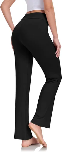 Vista 2 de ADANIKI Pantalones largos de modal y cómodos con cordón para mujer, pierna recta, para yoga, correr, deportes