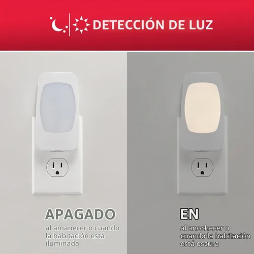 Vista 2 de ENERGIZER - Luz LED de noche 4 en 1 contra fallas de energía, 1 paquete, enchufable, sensor de luz, encendido/apagado automático, enchufe plegable