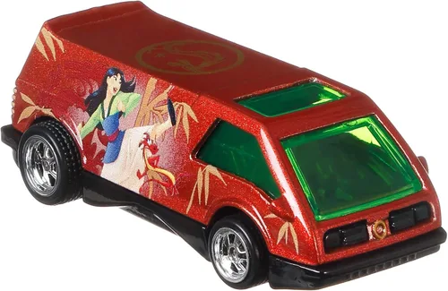 Vista 3 de Hot Wheels Auto de juguete Disney, Mulan '69 Volkswagen Squareback a escala 1:64, neumáticos reales y metal/metal para niños y coleccionistas