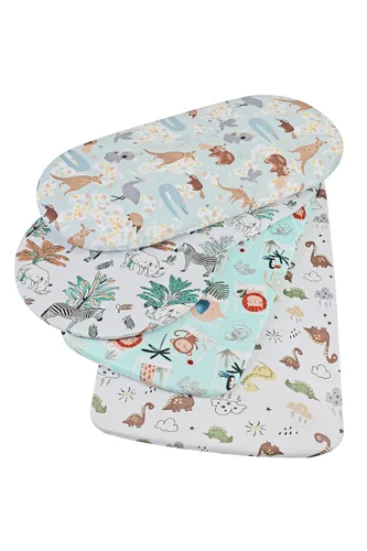 Vista 2 de Onacosht Juego de 4 sábanas para moisés para bebé, niña, niño, estampado de Animal