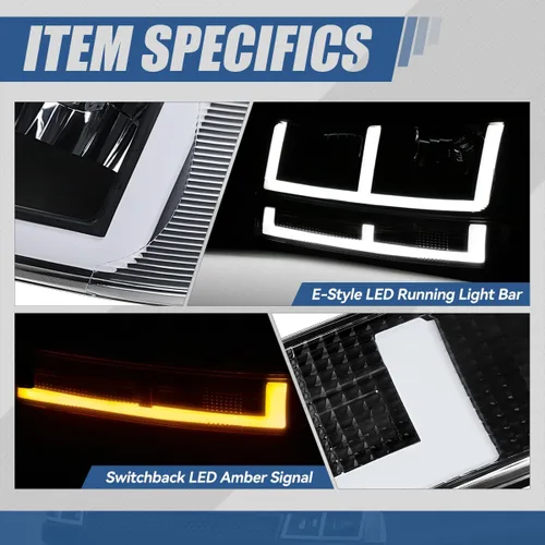 Vista 3 de Faros y luces de parachoques Auto Dynasty compatibles con 03-24 Chevy Express GMC Savana 1500-4500, con luces DRL E-LED de Switchback, lado