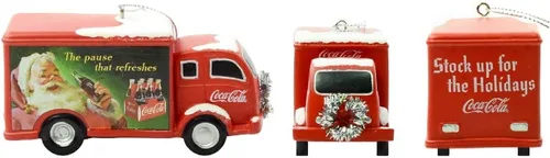 Vista 3 de Kurt Adler Coca-Cola Truck con corona plateada adorno de Navidad