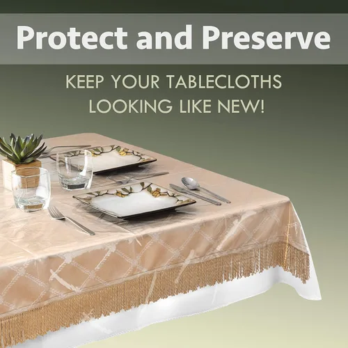 Vista 2 de Elaine Karen Protector de Mesa de Plástico Transparente 100% Impermeable Protector de Mesa Mantel de Plástico Transparente para Mesa de Comedor