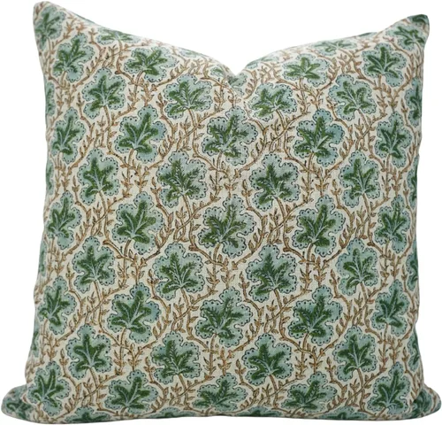 Vista 12 de Fundas de almohada de algodón grueso con estampado de bloques de 18 x 18 pulgadas, fundas decorativas hechas a mano para sofá y sofá, funda de cojín