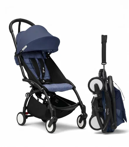 Vista 13 de Stokke YOYO3 Cochecito desde 6 meses - Incluye marco blanco/cojín de asiento color aguamarina + dosel - Se pliega y despliega en un instante