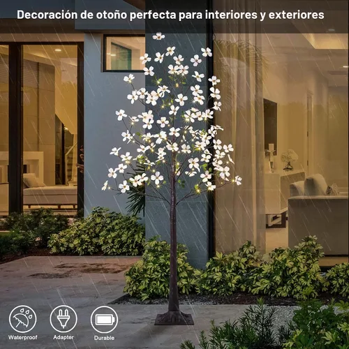 Vista 5 de Lightshare Árbol de Flores de Cornejo Iluminado de 6 Pies, Planta Artificial de 120L con Bayas, Luces Blancas Cálidas para Primavera, Decoración