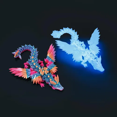 Vista 8 de Dragón Impreso en 3D - Dragón Volador de 18 Pulgadas con Alas, Juguete Fidget de Cristal Articulado XL con Alas, Decoración del Hogar, Regalo