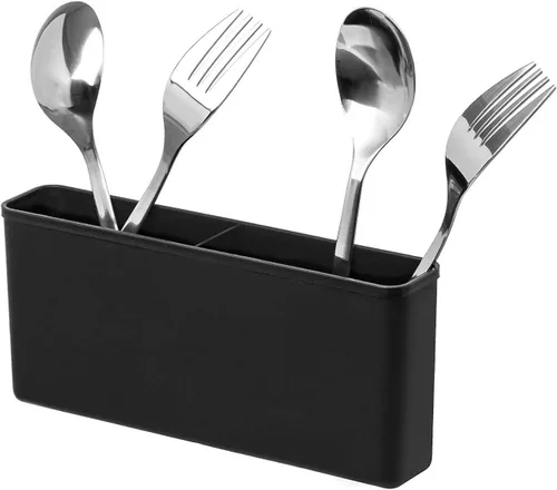 Vista 13 de Black Hanging Utensil Holder With Hook, Dish Drying Rack, Silverware Basket Negro