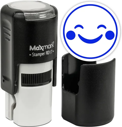 Vista 40 de MaxMark Sello de Emoji Autoentintado Redondo - Enojada - Tinta Negra