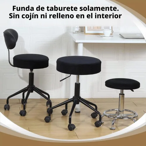 Vista 2 de SINOSSO Funda para taburete de bar, terciopelo súper suave de diámetro.11-13 pulgadas, redonda, elástica, lavable, a prueba de polvo para muebles
