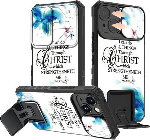 Vista 72 de Rossy Funda para iPhone 14 2022, para iPhone 14 con funda deslizante para cámara deslizante, soporte integrado, doble capa híbrida, a prueba de 1-37