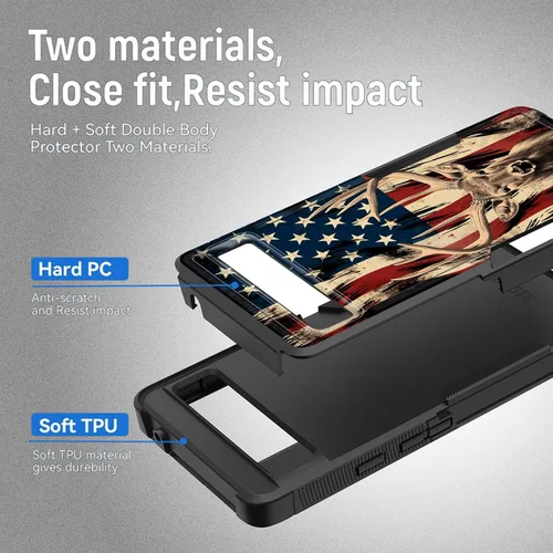 Vista 2 de Funda para Pixel 7a, resistente de doble capa híbrida de policarbonato duro de goma suave a prueba de golpes para Google Pixel 7A 6.1 pulgadas