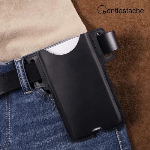Vista 4 de Gentlestache Funda de cuero para teléfono celular, funda de piel con lazo para cinturón para Phone14 Pro Max/13 Pro Max, Galaxy S22 Ultra/S22+